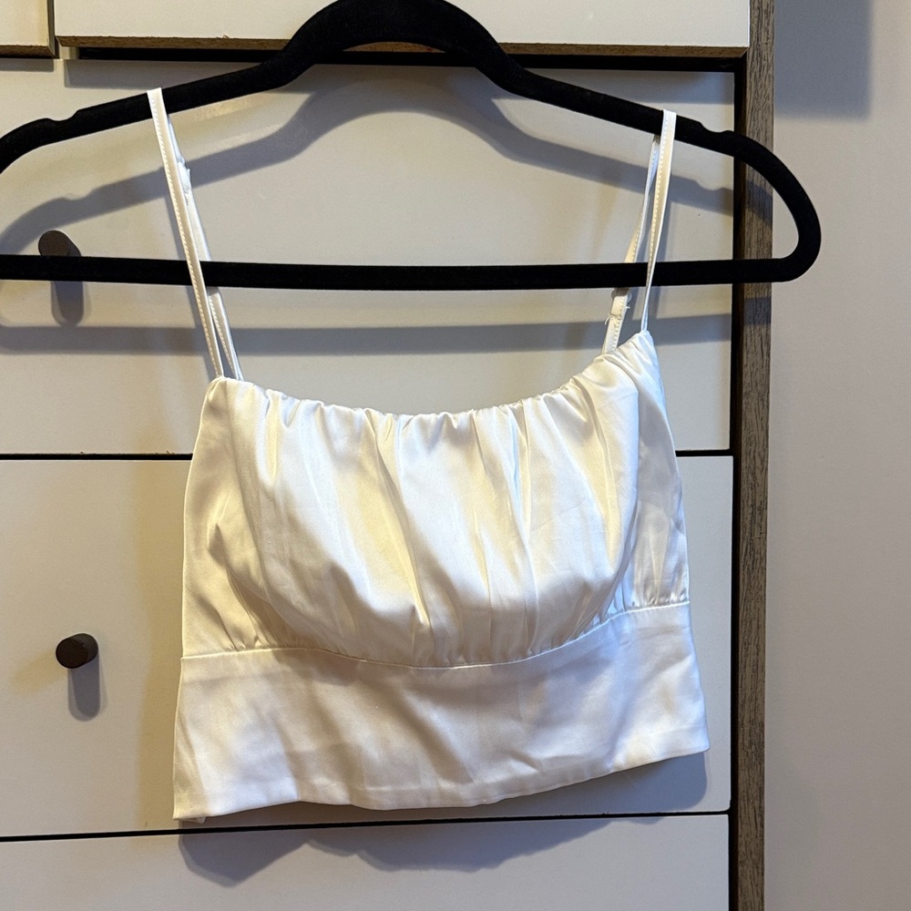 SHEIN White Satin Crop Top